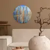 Skyline - Wolkenkrabbers - Water - Blauw Wandcirkel plexiglas klein -sfeer1