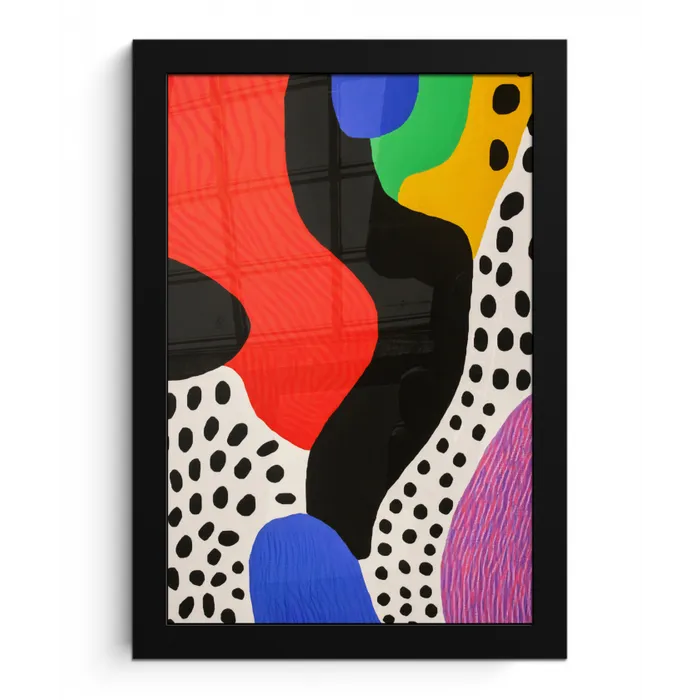 Abstract - Vormen - Kleuren - Stippen fotolijst zwart zonder passe partout klein -3d