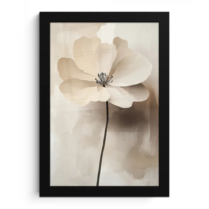 Bloem - Beige - Verf - Schaduw fotolijst zwart zonder passe partout klein -3d