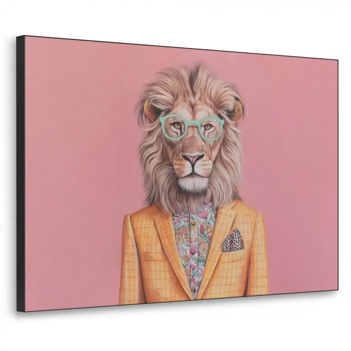 Leeuw - Pak - Geruit - Bril Textielframe - compleet frame klein -3d