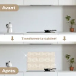 Golven - Structuur - Beige keuken achterwand spatscherm klein 900 -voor_na_FR