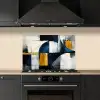 Abstract - Vormen - Goud - Blauw - Geometrisch keuken achterwand spatscherm klein -sfeer1