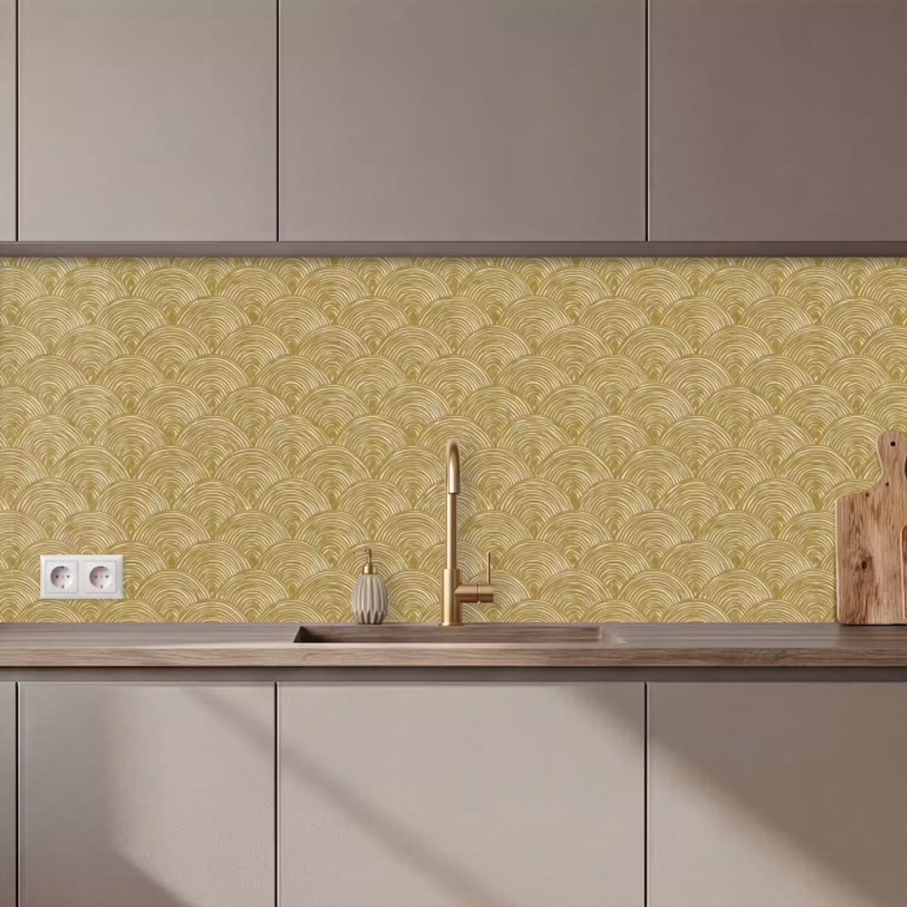 Waaier - Geometrisch - Groen keuken achterwand 2 middel 871 zz_3dshopping