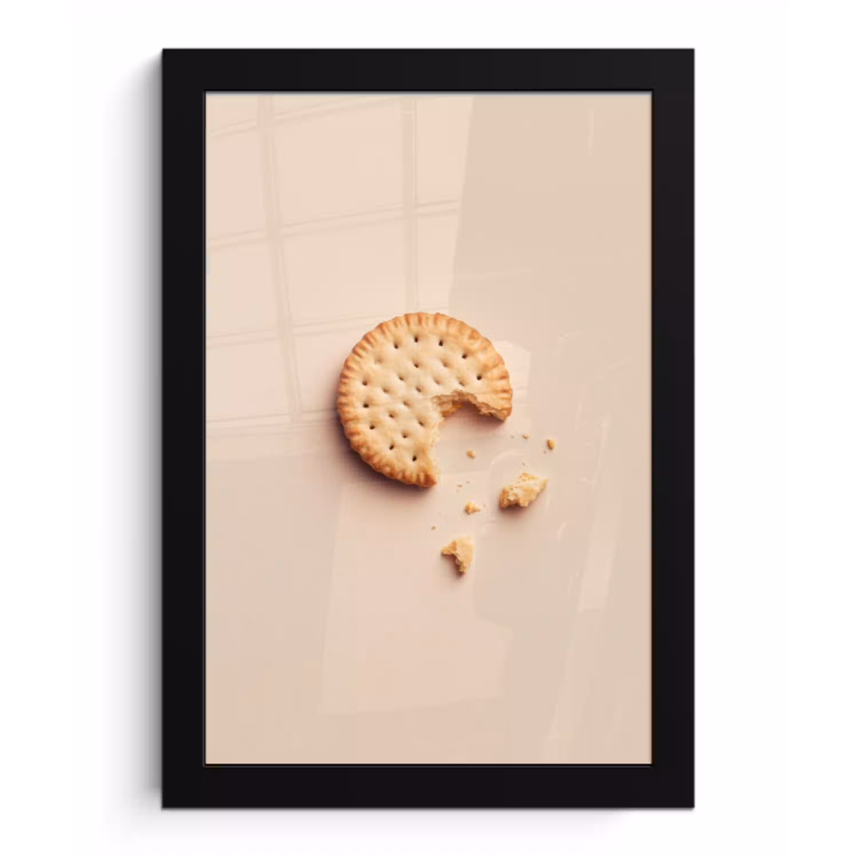 Koekje - Kruimels - beige fotolijst zwart zonder passe partout klein -3d
