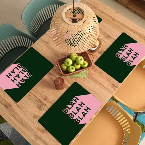 Donkergroen - Tekst - Schaduw - Grafisch Placemat vinyl groot -zzsfeer5_Kitchenyeah-website
