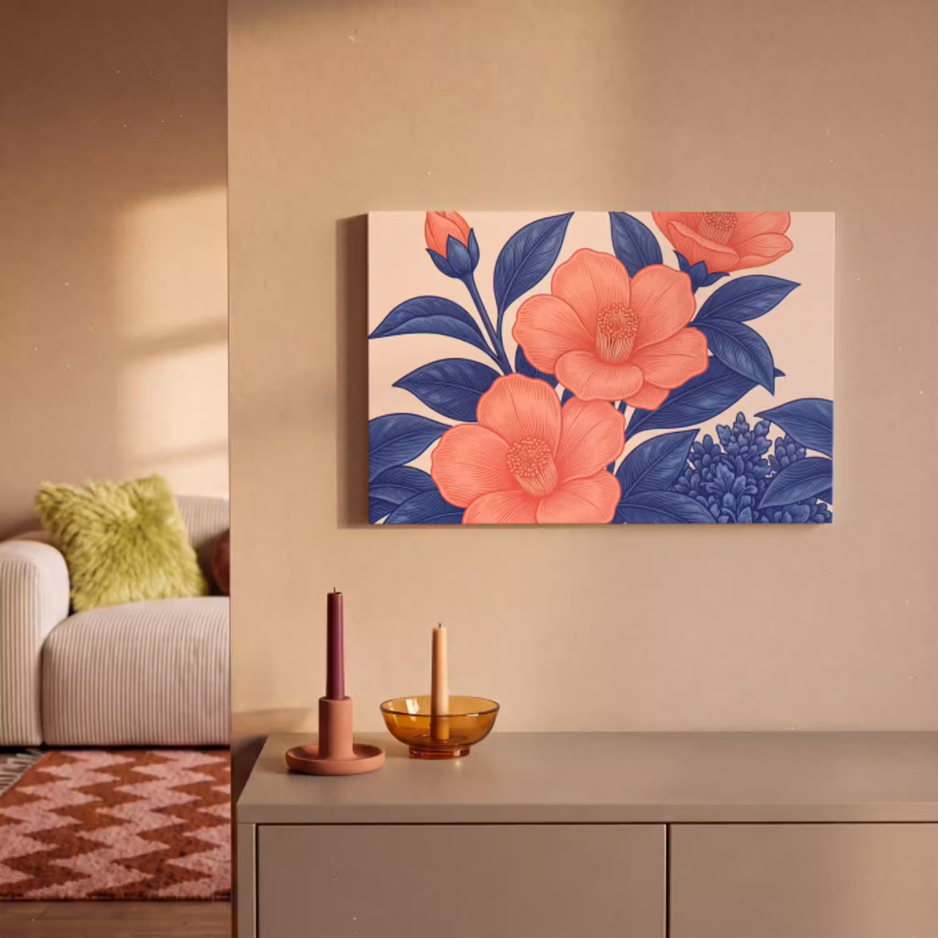 Bloemen - Bladeren - Botanisch canvas 2cm klein -sfeer1