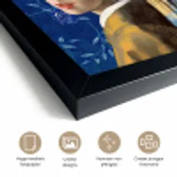 Meisje met de parel - Delfts blauw - Vermeer - Bloemen - Schilderij - Oude meesters fotolijst zwart zonder passe partout klein -sfeer2
