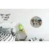 Wereldkaart - Geborduurd - Aardetinten Wandcirkel aluminium klein -kinderkamer