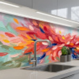 Bloemen - Abstract - Kunst - Modern keuken achterwand 2 middel -3d_schuin