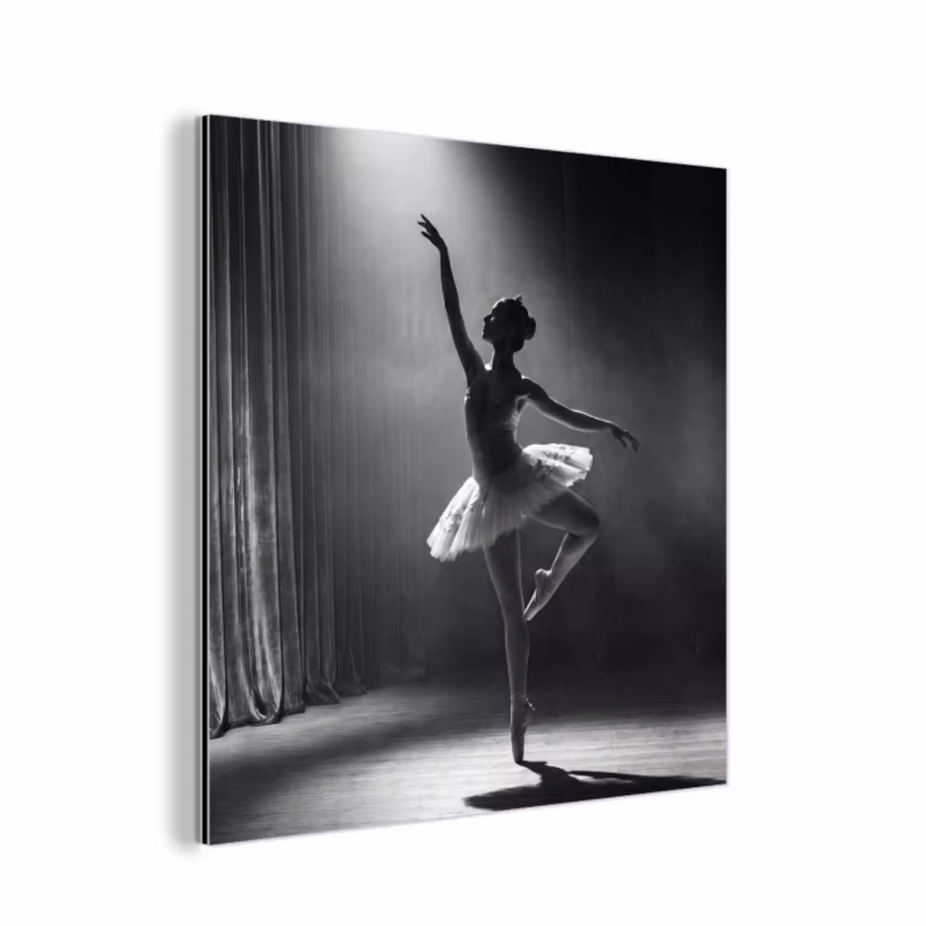 Danser - Podium - Zwart-wit - Kunst - Klassiek aluminium wit klein -3d