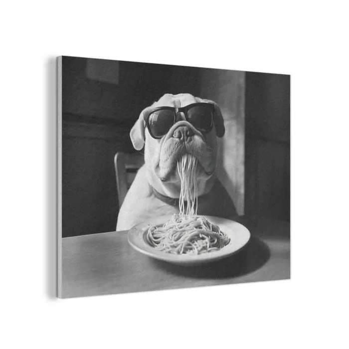 Hond - Bulldog - Pasta - Bril - Stoer - Dieren PET vilt klein -3d