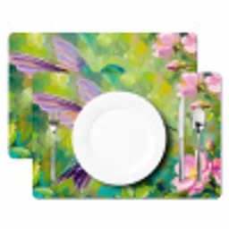 Kolibrie - Bloemen - Natuur - Kleurrijk Placemat vinyl groot -zzsfeer2_Kitchenyeah-website