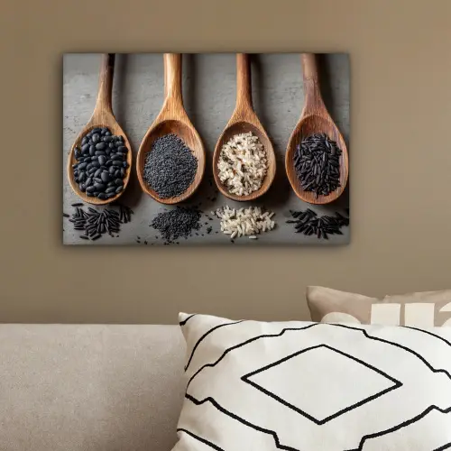 Houten - Lepels - Rijst - Zaden canvas 2cm klein -sfeer3