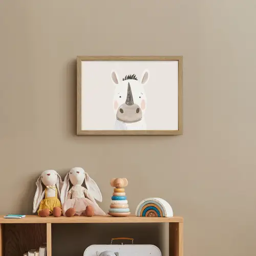 Neushoorn - Wilde dieren - Pastel kleuren Light Box met batterij (Wandlamp kind) middel -sfeer2_kind