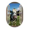 Doorkijk - Koe - Weiland - Dieren - Natuur Wandcirkel Ovaal Glas middel -3d