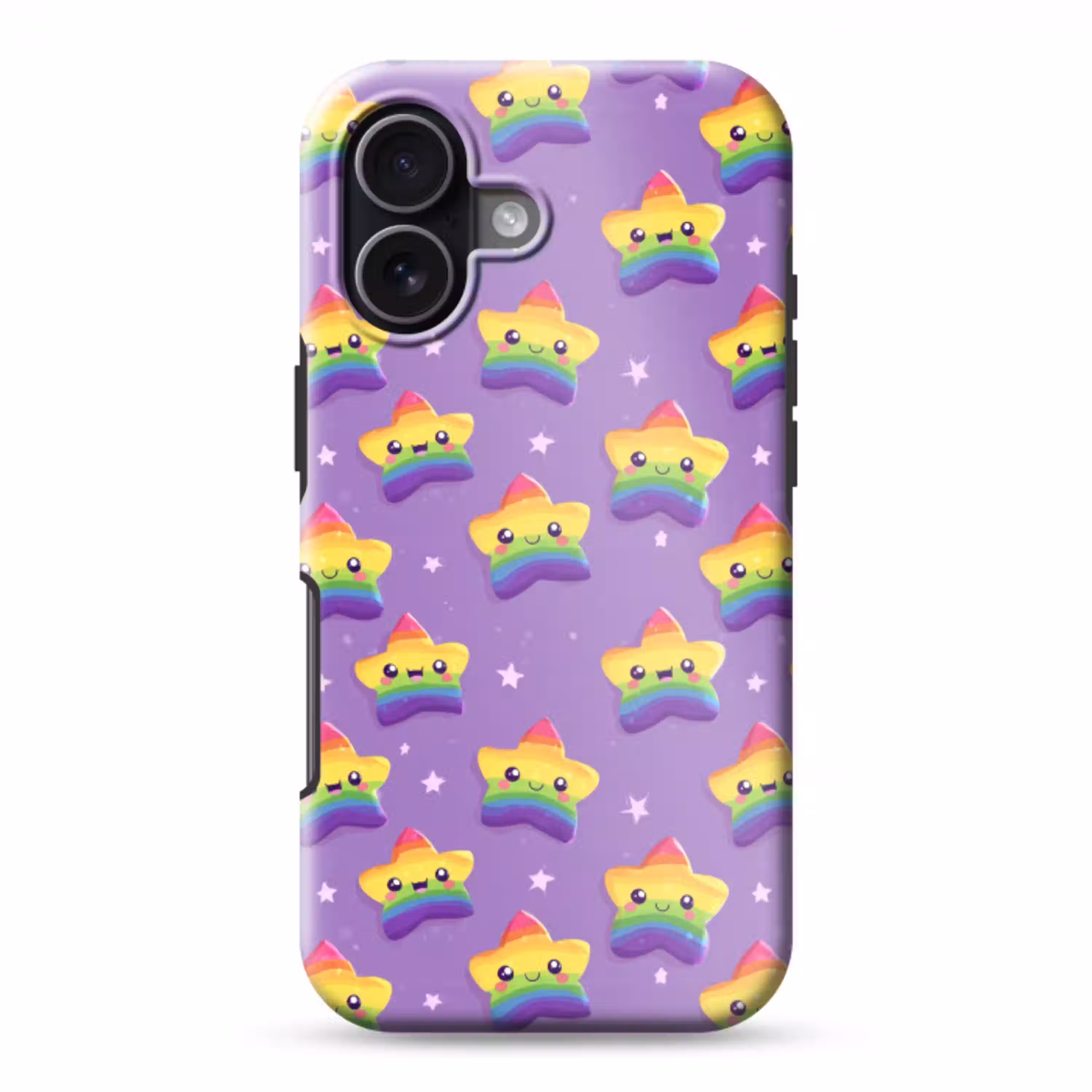 Sterren - Regenboog - Paars Toughcase MagSafe Apple iPhone 17 klein 1017 -3d