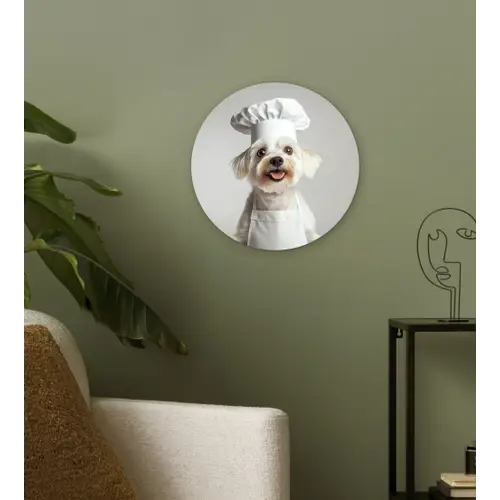 Hond - Wit - Kok Wandcirkel plexiglas klein -sfeer3