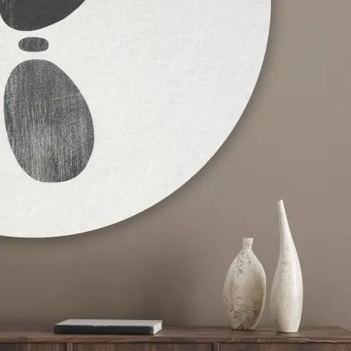 Japandi - Zwart - Abstract Akoestische PET Vilt - Rond klein -sfeer5_closeup