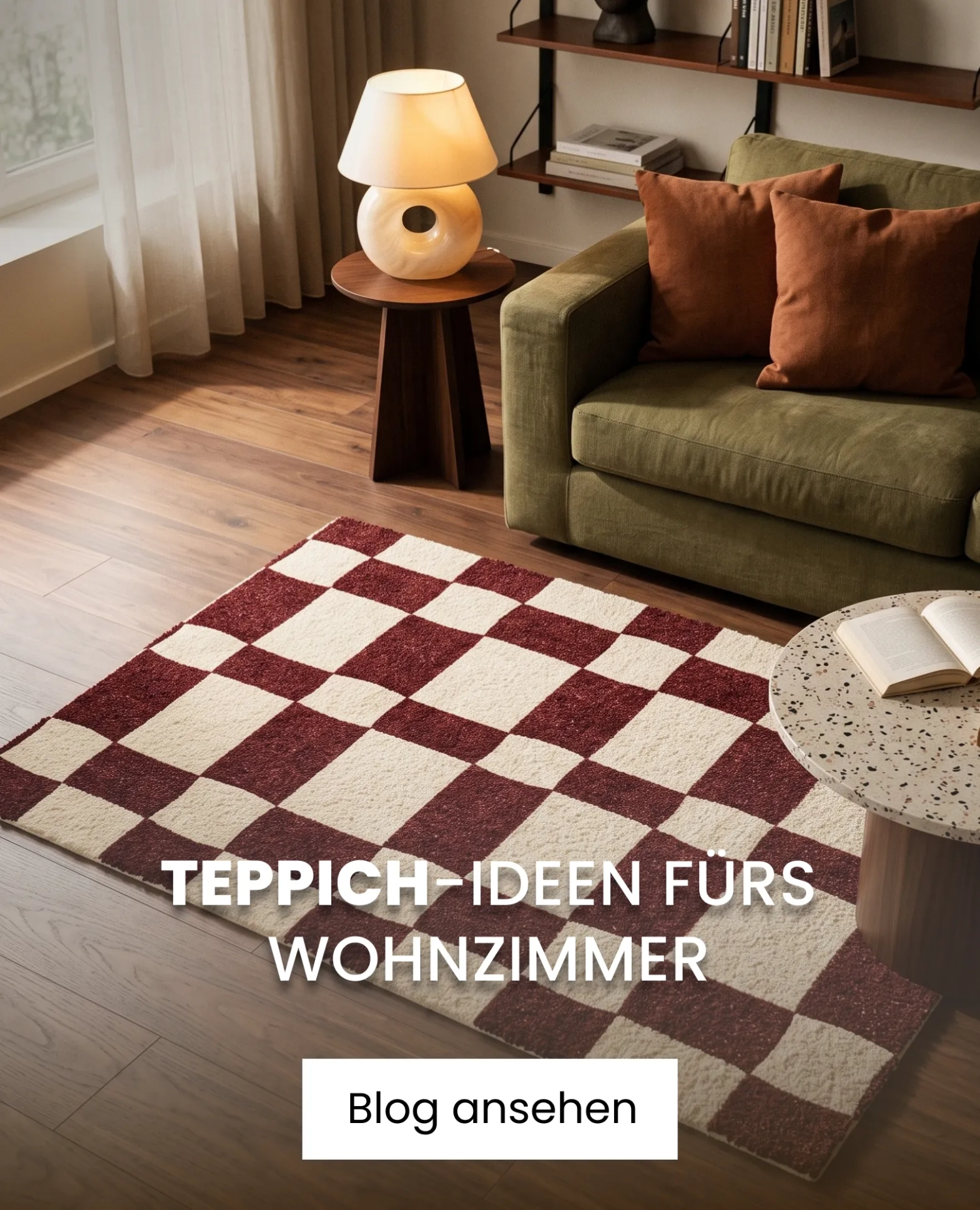 Teppich im Wohnzimmer rot-weiß