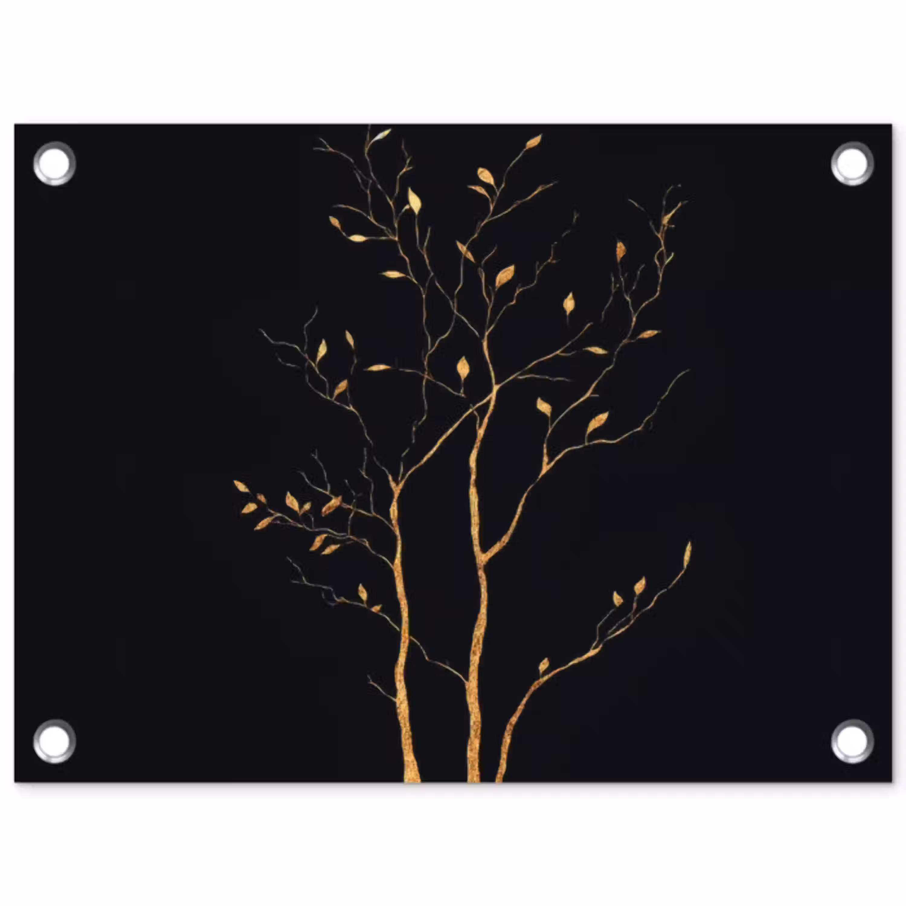 Takken - Blaadjes - Zwart tuinposter los doek klein -3d