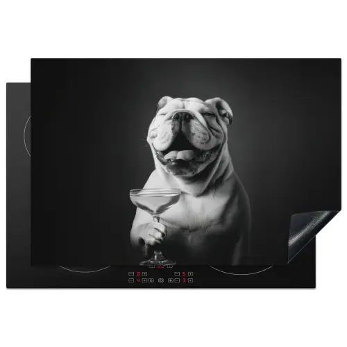 Buldog - Hond - Glas Inductie beschermer vinyl 3mm klein -3d