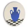 Vaas - Blauw - Geblokt - Modern Akoestische PET Vilt - Rond klein -3d