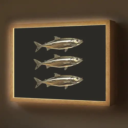 Vissen - Goud - Zwart Light Box met batterij (Wandlamp) middel -z3d_website
