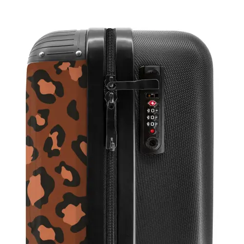 Dierenprints - Panterprint koffer in kastanjebruin en  zwart/terracotta NBS - Handbagage koffer - Kinderen Unisex middel -slot
