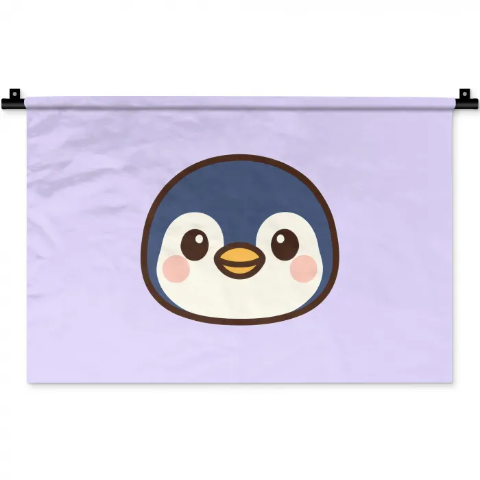 Pinguïn - Paars - Schattig Wandkleed katoen klein -zz3d