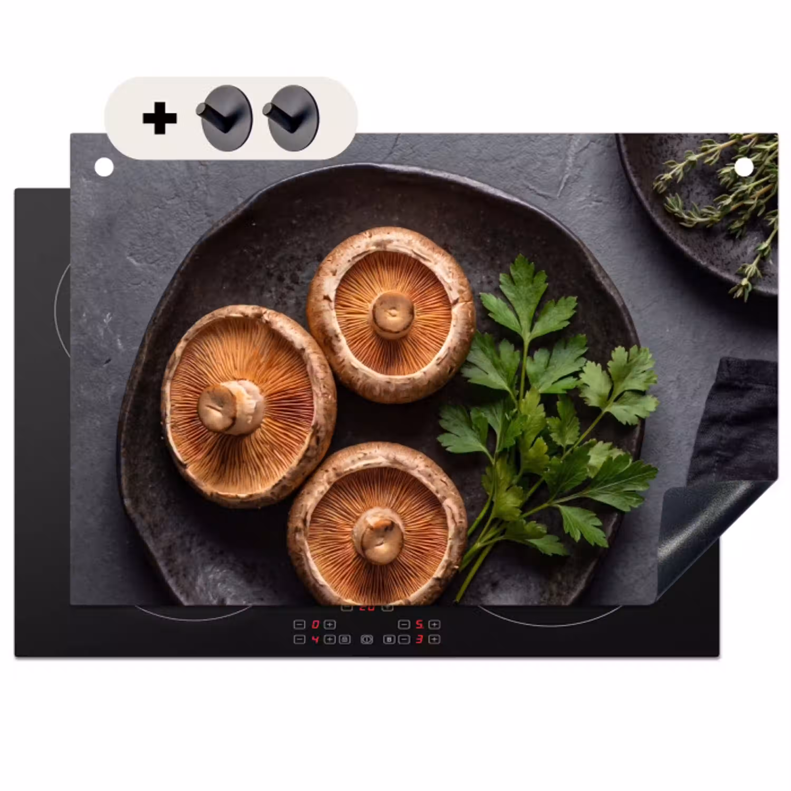 Paddestoelen - Kruiden - Eten Inductie beschemer met haakjes klein -3d