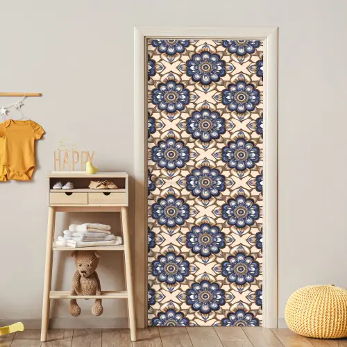 Floraal - Ornament - Blauw deurposter klein 289 -sfeer4