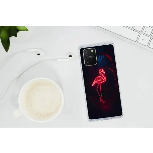 Flamingo - Roze - Neon - Licht Telefoonhoesje Samsung Galaxy S10 Lite klein -oordopS10Lite