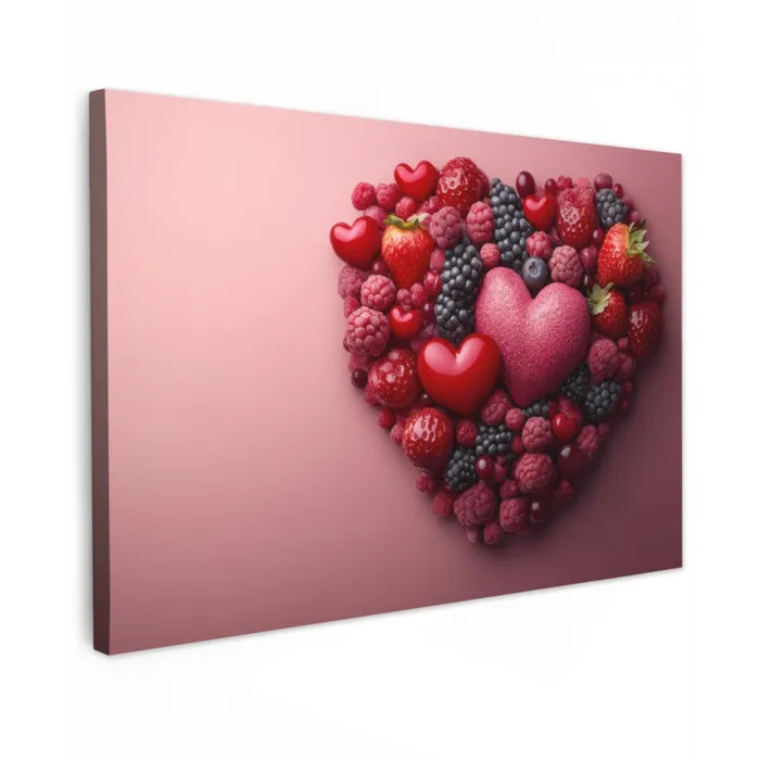 Fruit - Hartjes - Aardbeien - Frambozen - Bosbessen canvas 2cm klein -z3d