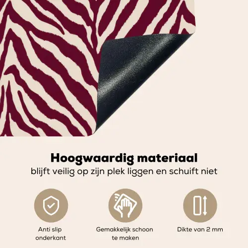 Zebra - Motief - Bordeaux - Rood Inductie beschemer met haakjes klein 777 -ky-onderkant-nl
