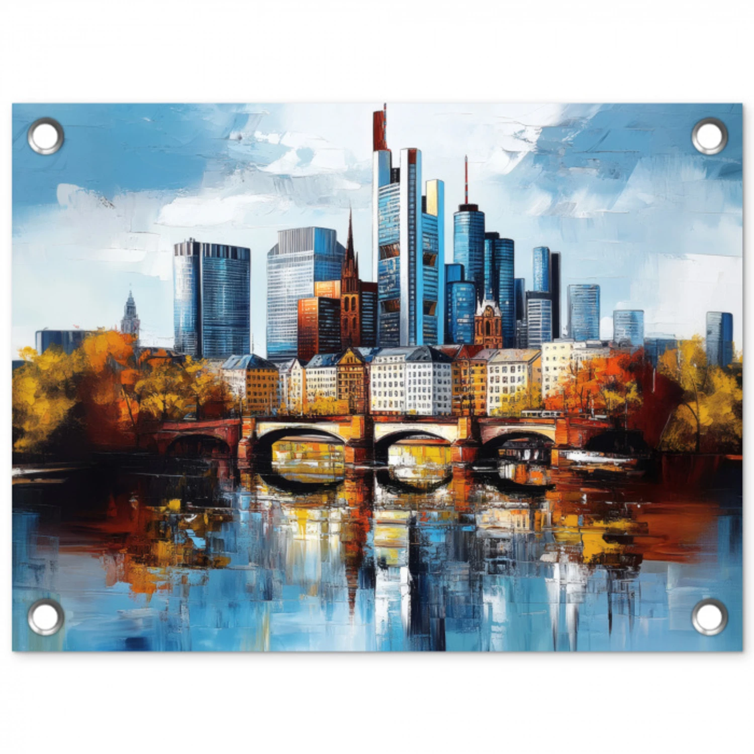 Bomen Frankfurt- Stad - Skyline - Brug tuinposter los doek klein -3d