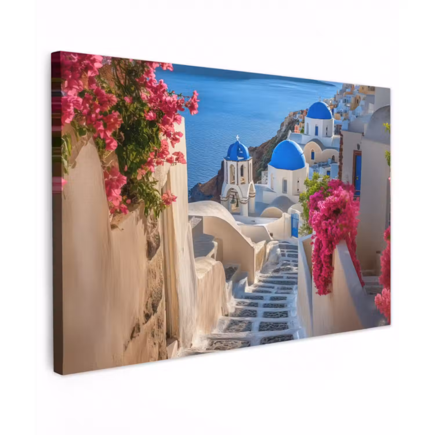 Outdoor Leinwand - Santorin - Blumen - Griechenland