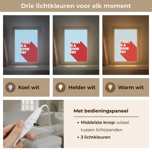 Today is a good day - Rood - lichtblauw Light Box met kabel (Tafellamp) klein -USP_lichtkleurNL