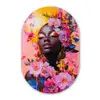 Kleurrijk - Bloemen - Vrouw - Zon Wandcirkel Ovaal Glas middel -3d