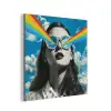 Vrouw - Bril - Regenboog - Wolken aluminium wit klein -3d