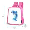 Springende dolfijn in aquarelspetters Kinderrugzak - Roze middel -productfoto_formaten
