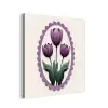 Tulpen - Paars - Lijst - Bladeren aluminium wit klein -3d
