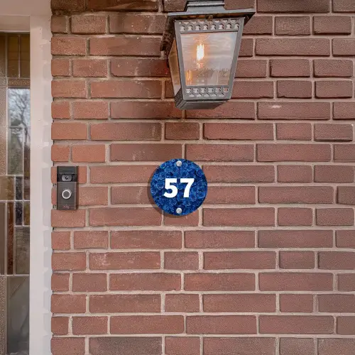 Blauwe rozen - Traditioneel Naambord Rond klein -sfeer7-rond-XS