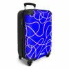 Roze lijnen op kobaltblauw NBS - Handbagage koffer - Kinderen Unisex middel -productfoto_3d