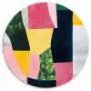 Abstract - Roze - Lappen - Vormen - Geel Wandcirkel kunststof plaat 5mm dik klein -3d
