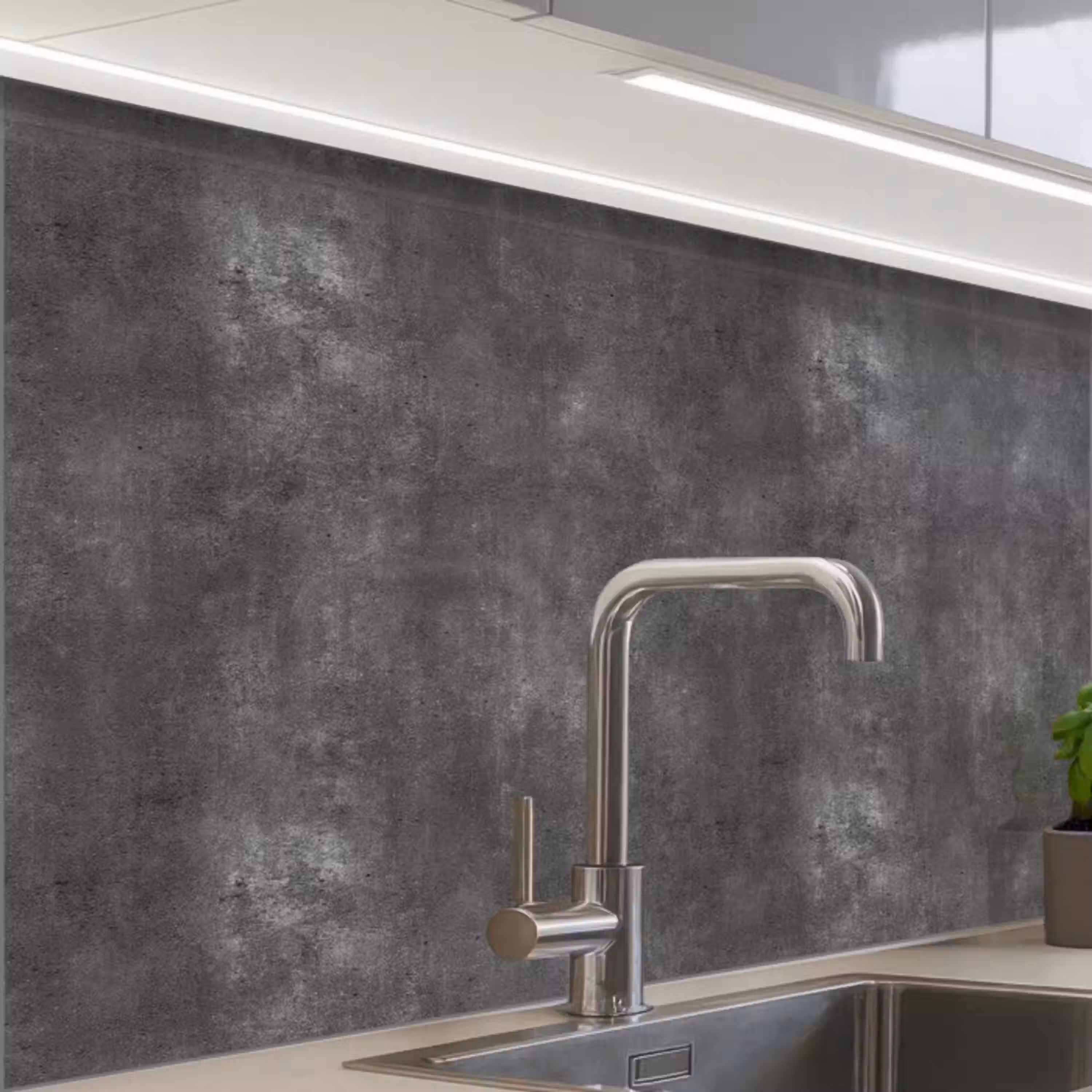 Donkergrijs - Ruw - Beton keuken achterwand 2 middel 865 -zzzz3d_schuin