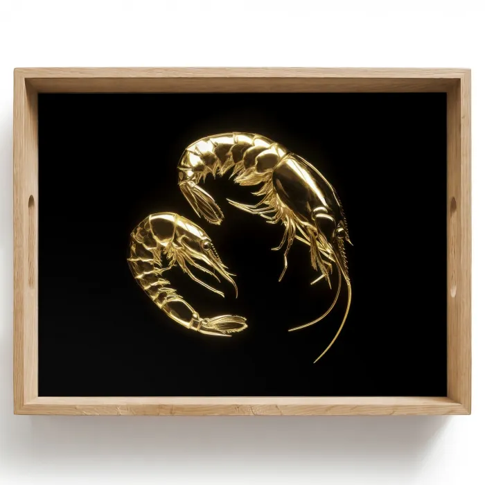 Garnalen - Zwart - Goud - Dieren Dienblad Rechthoek middel -z3d_shopping