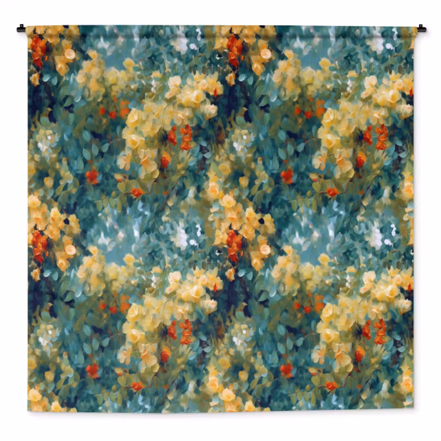 Wandkleed - Geel - Bloemen - Groen - Bladeren
