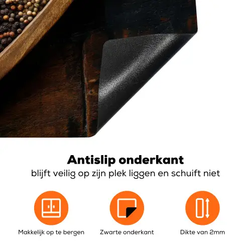Houten - Hart - Kleurrijke - Specerijen Inductie beschermer vinyl 3mm klein -zzzzzzz-td-onderkant