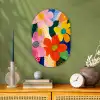 Bloemen - Kleurrijk - Stippen Wandcirkel Ovaal Forex klein -sfeer2