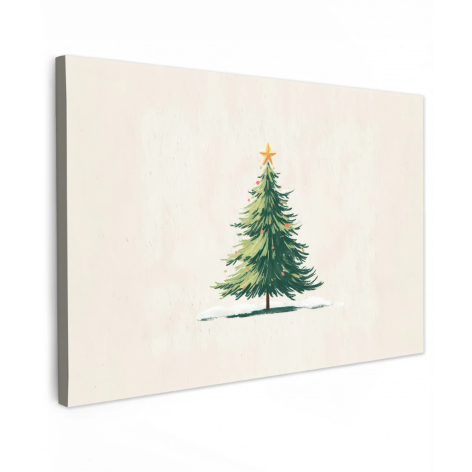Kerstboom - Illustratie - Ster - Sneeuw canvas 2cm klein -z3d